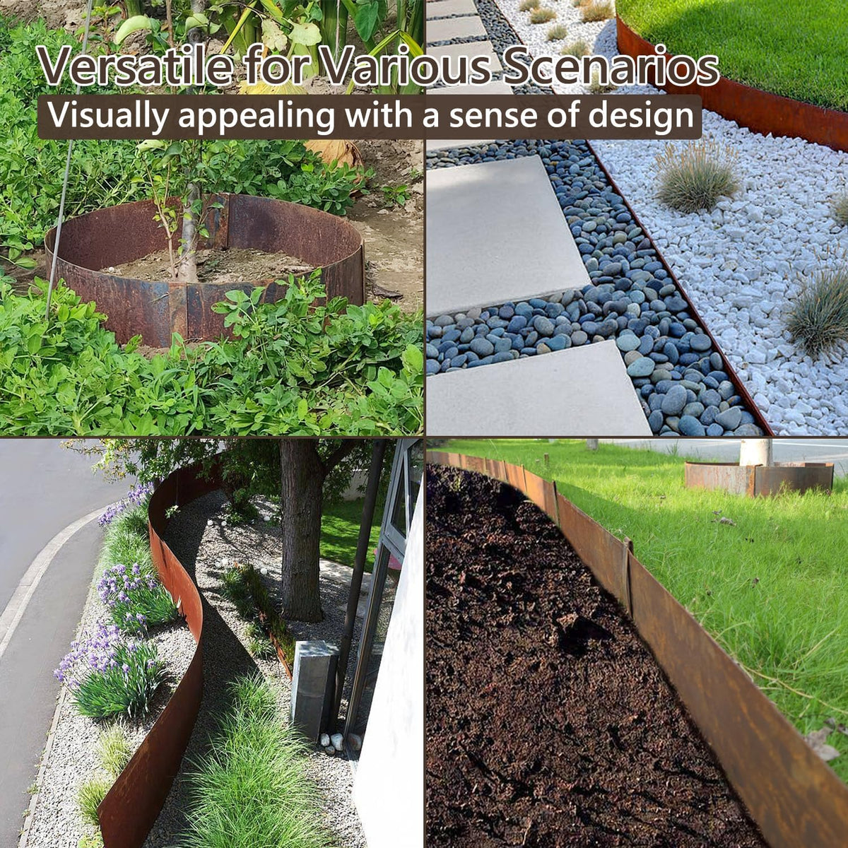 Cor-Ten Steel Landscape Edging with Rust Patina Finish, Pre-Rusted Cor-Ten Steel Landscape Edging