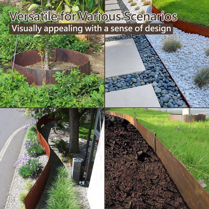 Cor-Ten Steel Landscape Edging with Rust Patina Finish, Pre-Rusted Cor-Ten Steel Landscape Edging