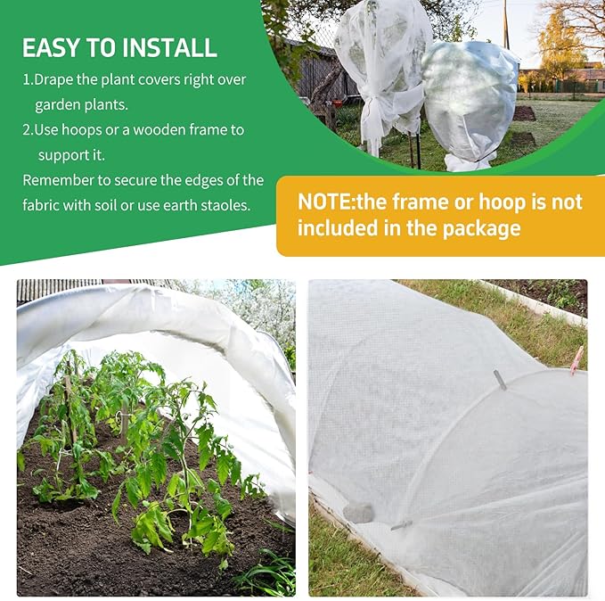 Plant Covers Freeze Protection, 10x33ft Green Frost Blanket for Winter, 1.23 oz/yd² Fabric, Premium