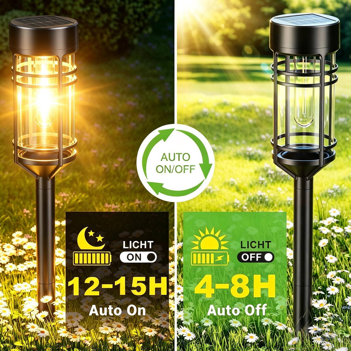 Amzarp 8 Pack Solar Garden Lights, Outdoor Bright LED Solar Pathway Lights