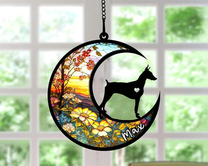 Personalized Dog Memorial, Custom Name Doberman Pinscher Cropped Ears Dog Christmas Ornament