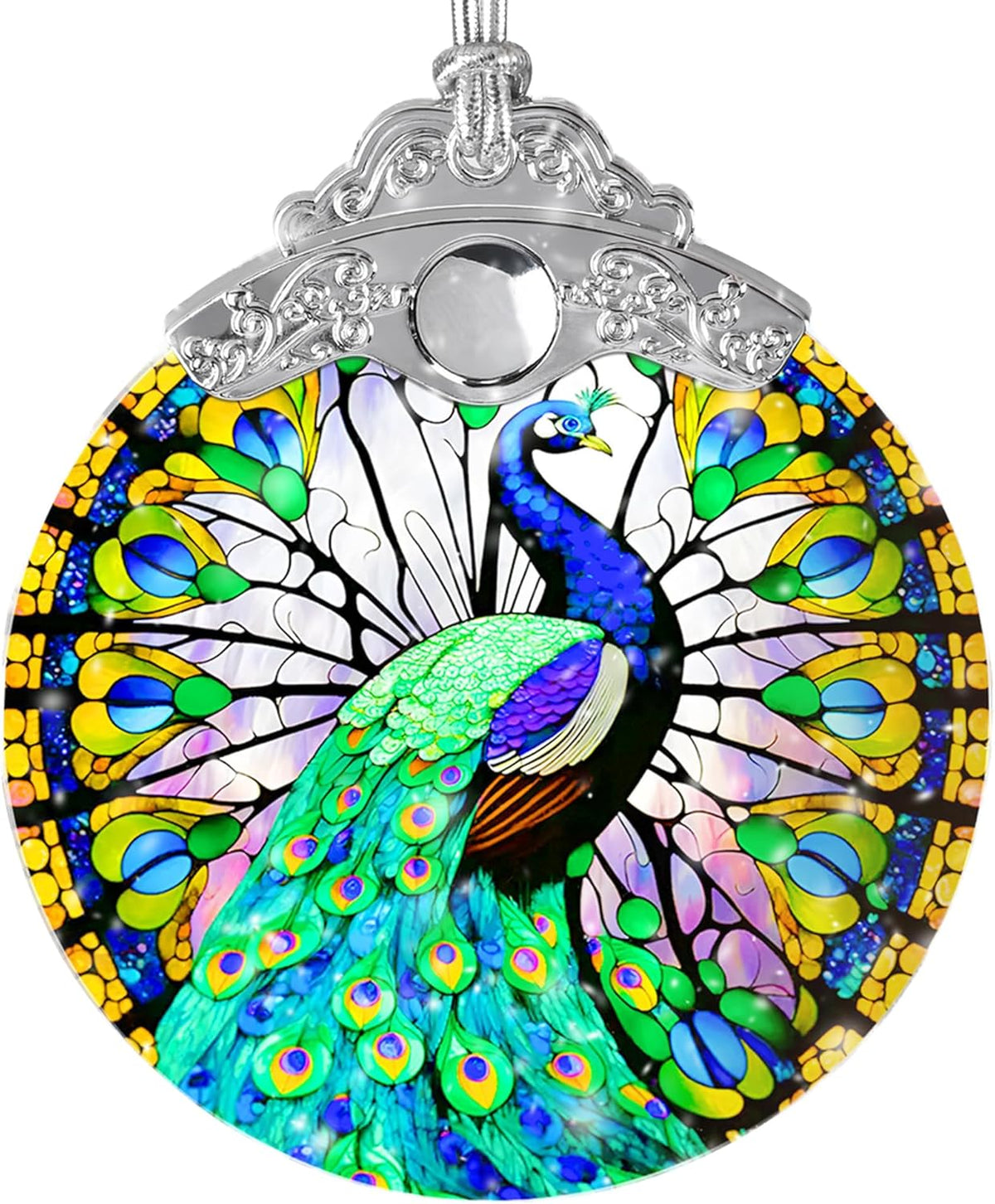 Stained Glass Suncatcher, Jocidea Peacock Ornament, Christmas Ornaments, Holidays Ornaments