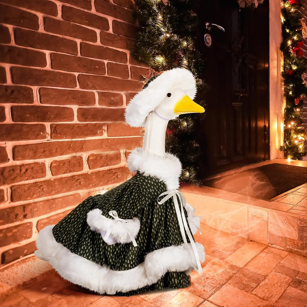Suzile Winter Christmas Goose Outfit Dresses Clothes for 23" High Cement or Plastic Porch Goose