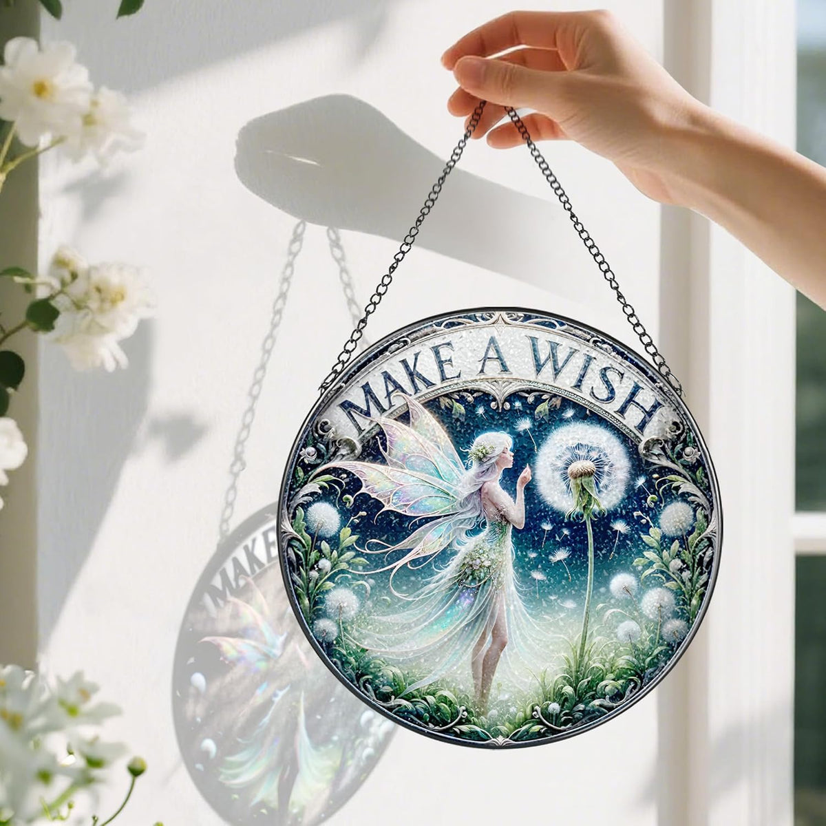 Stained Glass Window Hanging, Pauyadu Fairy Sun Catchers, Stained Glass Suncatcher, Fairy Decor