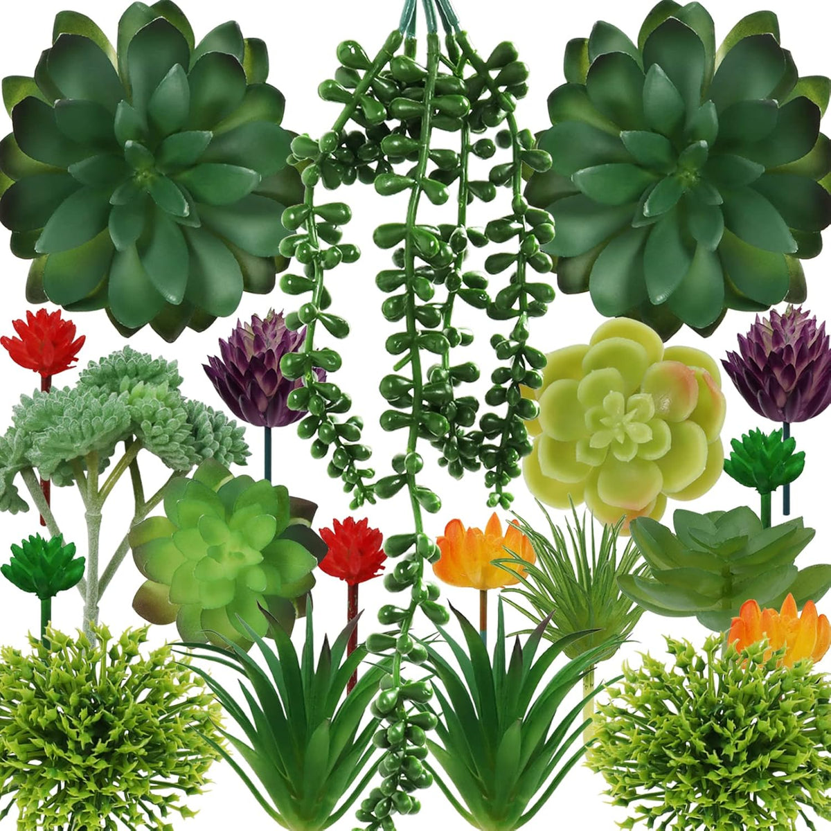 Succulents Plants Artificial, 20pcs Colorful Fake Succulents, Mini Artificial Succulents for DIY