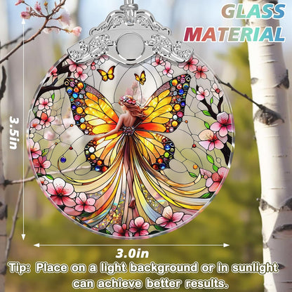 Stained Glass Suncatcher Ornament - Fairy Christmas Decorations - Christmas Ornaments for Tree