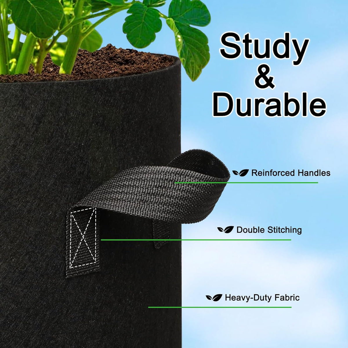 5-Pack 20 Gallon Grow Bags, Large Nonwoven Fabric Pots with Handles for Planting Fruits