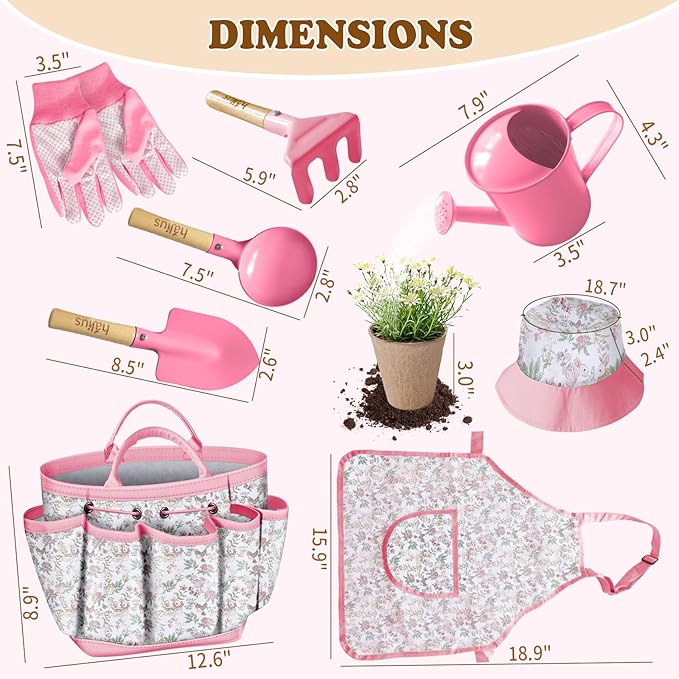 Kids Gardening Tool Set 18PCS Kids Toddler Gardening Set Includes Tote Bag Watering Can Apron Hat
