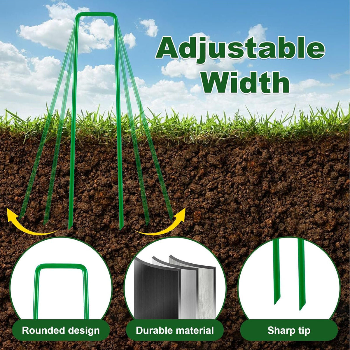 100 PCS Landscape Staples + 100 PCS Gaskets, U-Shaped Galvanized Garden Stakes Landscaping Fabric