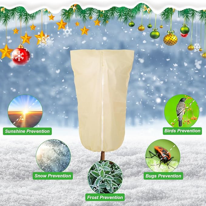 2 Pack 72"x47" Winter Plant Cover Freeze Protection, 3 oz/yd² Warm Shrub Cover with Zipper