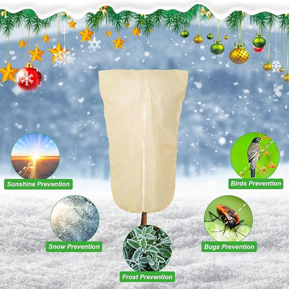 2 Pack 72"x47" Winter Plant Cover Freeze Protection, 3 oz/yd² Warm Shrub Cover with Zipper