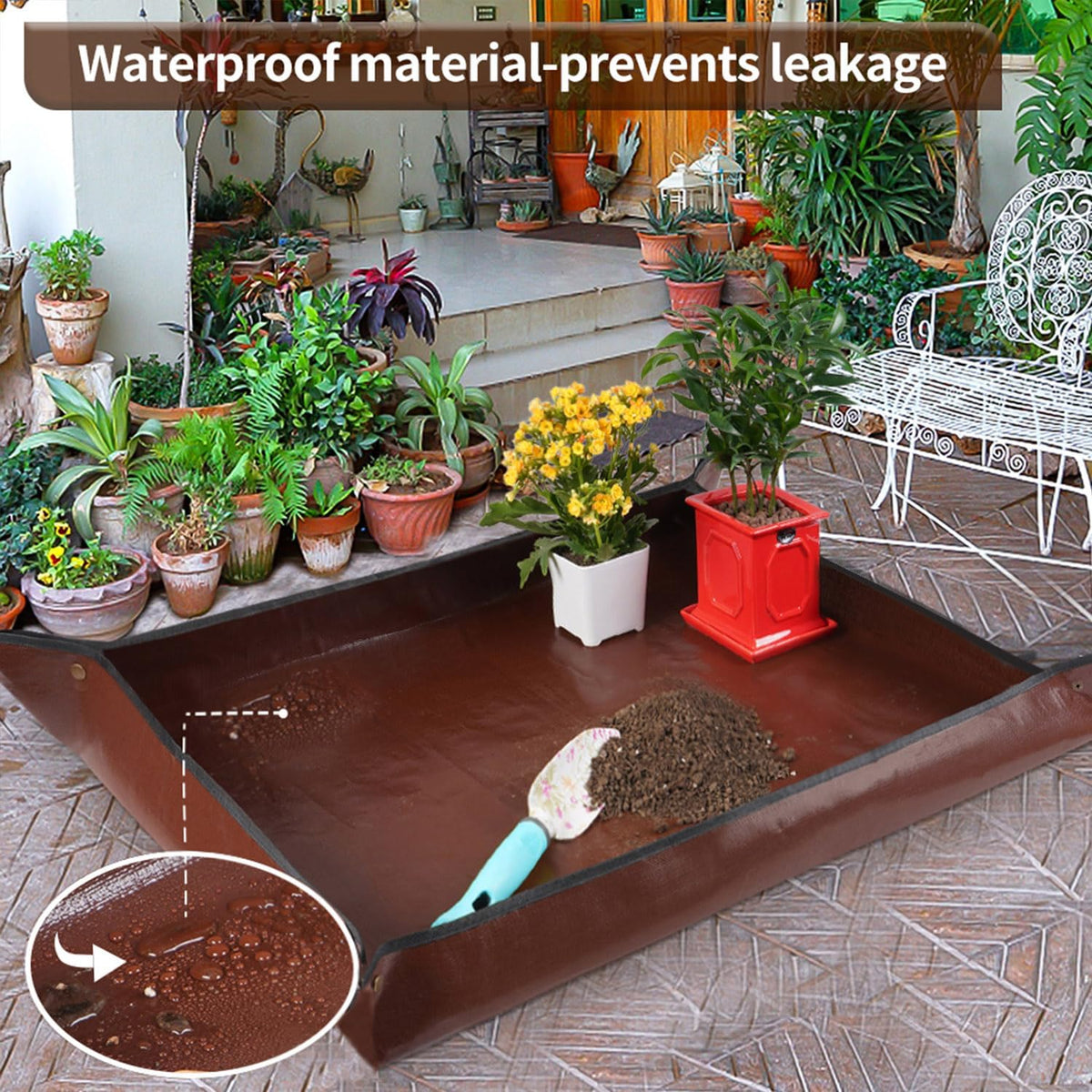 39.5" X 31.5" Large Repotting Mat for Indoor Plants Transplanting and Dirt Control - Portable