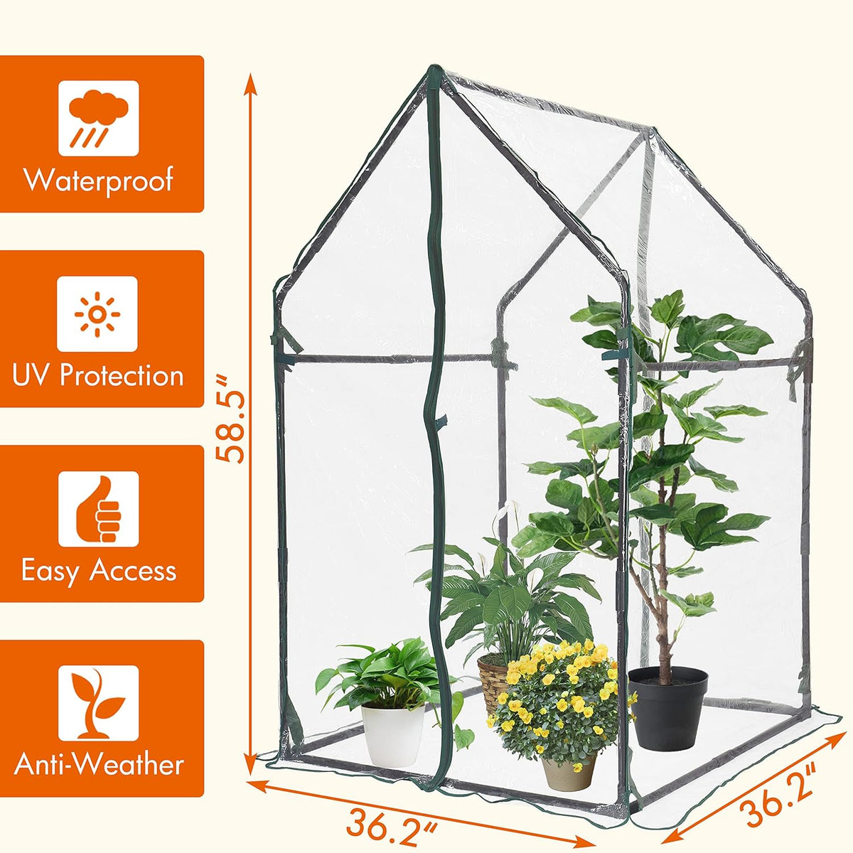 Gardzen Mini Greenhouse Heavy Duty Portable Green House, Clear Tent Small Greenhouse for Indoor