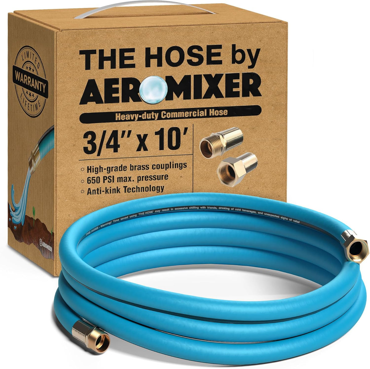 Aeromixer THE HOSE - 3/4 Inch Garden Hose 10 Feet, Kinkless Commercial Short Garden Hoses, Heavy