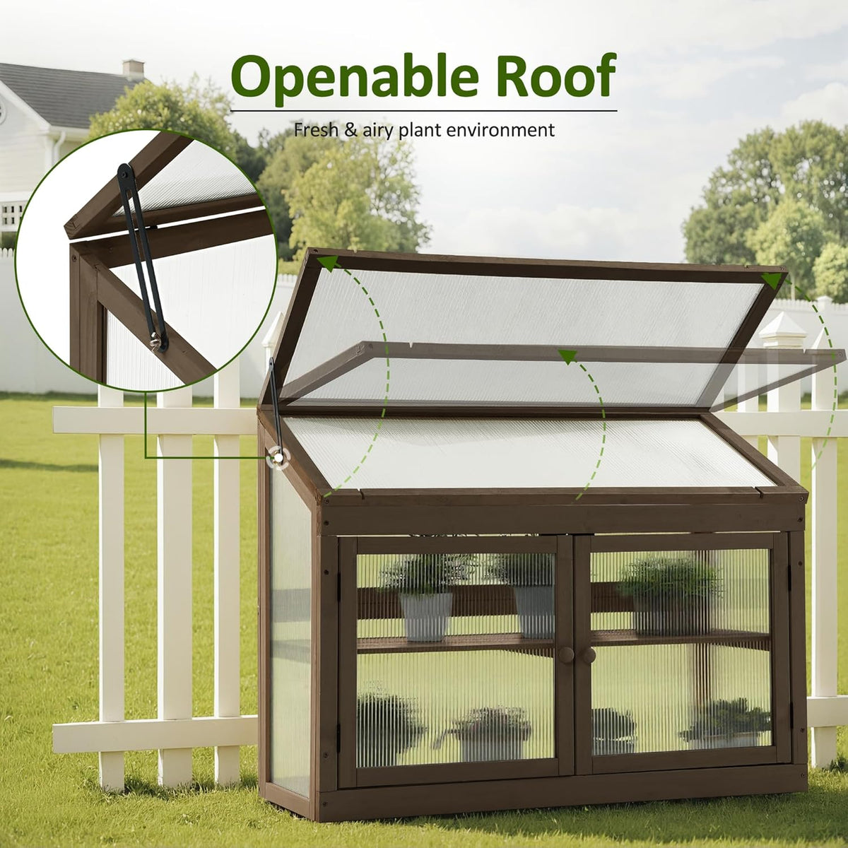 MCombo 2-Tier Wooden Cold Frame Garden Greenhouse Raised Flower Planter Shelf Bed Protection