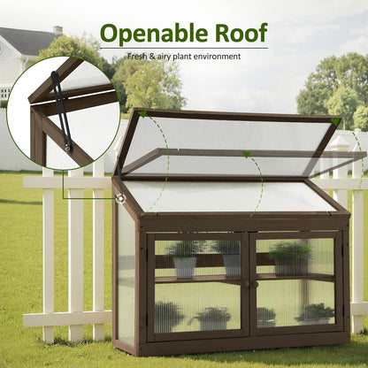 MCombo 2-Tier Wooden Cold Frame Garden Greenhouse Raised Flower Planter Shelf Bed Protection