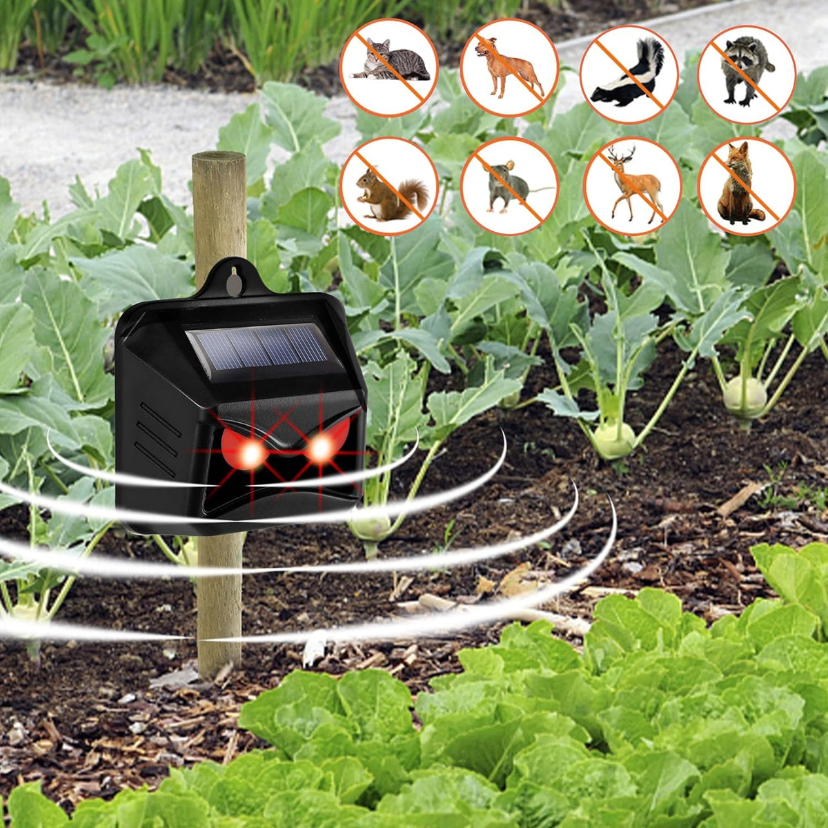 Triumpeek Animal Repeller, Solar Powered Predator Eye Nighttime Animal Deterrent Devices with Red