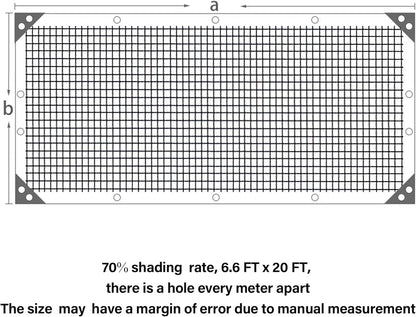 winemana Black Shade Cloth 70%, 6.6x20 FT Mesh Tarp - Garden Shade for Greenhouse, Patio