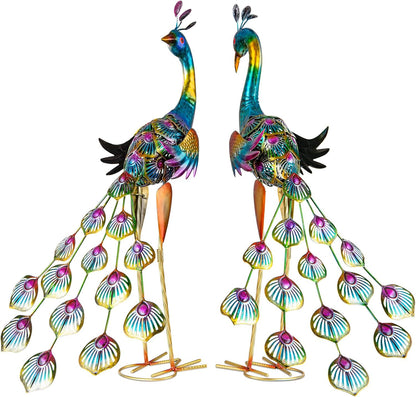 XONOR Metal Peacock Garden Statues Peacock Yard Art Outdoor Sculptures for Home Patio Lawn Backyard