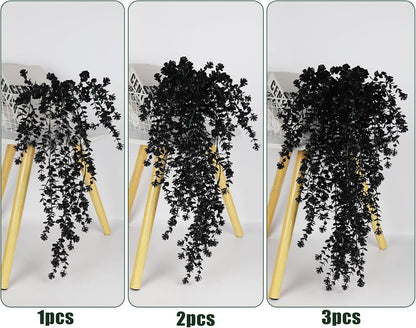 Black Hanging Flowers Faux Hanging Plants Black Artificial Hanging Plant Fake Greenery Faux UV