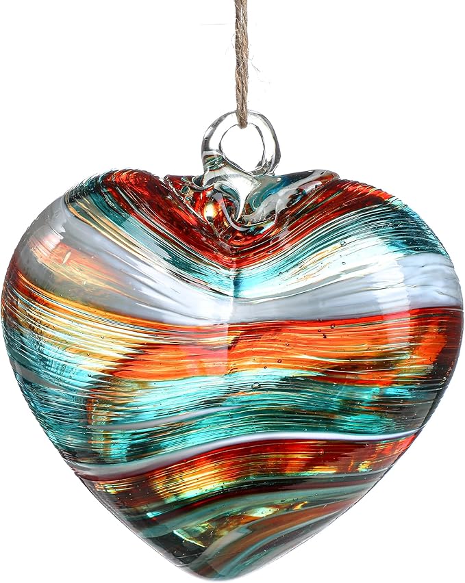 Hand Blown Glass Gazing Balls for Garden Red Heart Hanging Friendship Balls for Gift Heart Shape