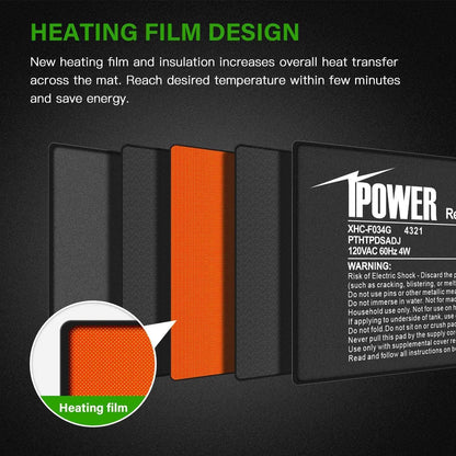 iPower 4 by 7-Inch Reptile Heat Mat with Temperature Adjustable Controller Knob, LCD Digital