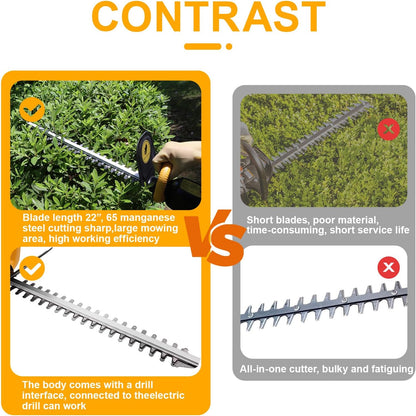 RENYU Portable Hedge Trimmer, 22 Inch Bush Trimmer Drill, 2.5 Inch Cut Capacity for Lawns, Hedges