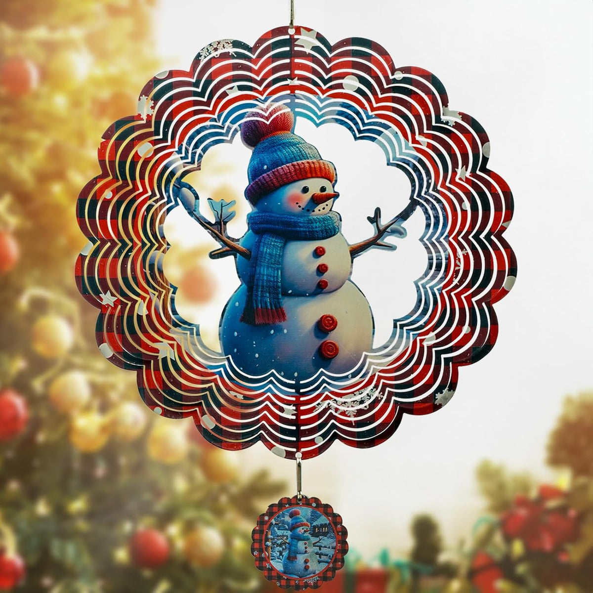 3D Snowman Wind Spinners for Yard and Garden Christmas Decor 12 Inch Outdoor Metal Stainless Steel