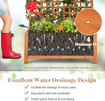 S AFSTAR Planter with Trellis Set of 2, 35.5x17.5x72.5 inch Wood Planter Box with Lattice Trellis &