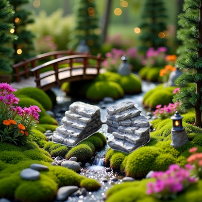 Miniature Garden Bridge Stairs,Resin Stone Steps Ornament,Landscaping Bonsai Craft Miniature Resin