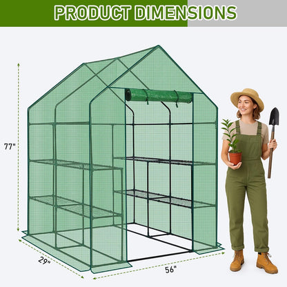 Outvita Walk-in Greenhouse, Outdoor Durable PE Plant Green House for Frost Protection with 3 Tiers