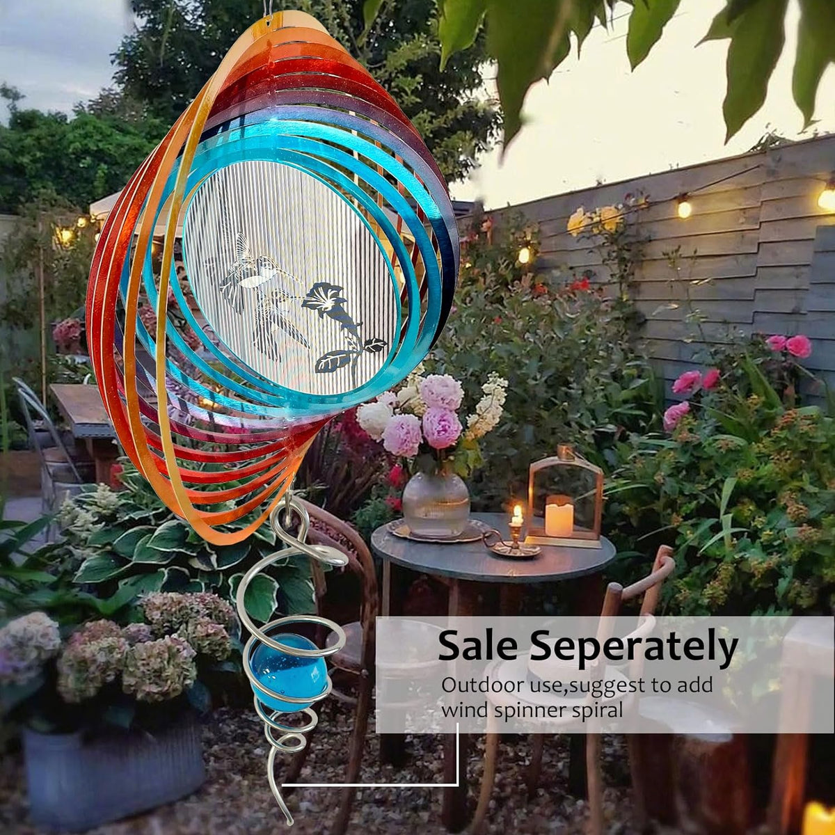 3D Animations Hummingbird Wind Spinner for Yard and Garden,12In Metal Wind Spinners Hummingbird