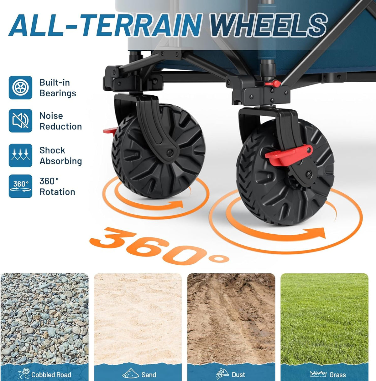 Timber Ridge 51.2" Extended Collapsible Wagon - Heavy-Duty Utility Cart with All-Terrain Wheels