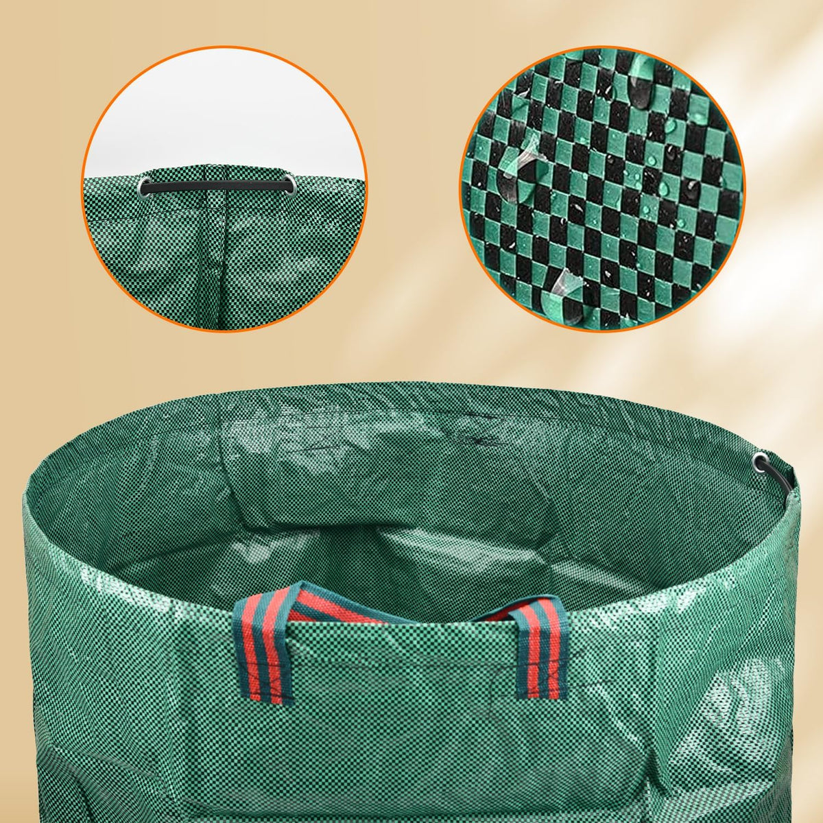 CAMPFIRE 3 Pack 72gallon Garden Waste Bags (H30, D26 Inches) With Handles, Heavy Duty Leaf Bags