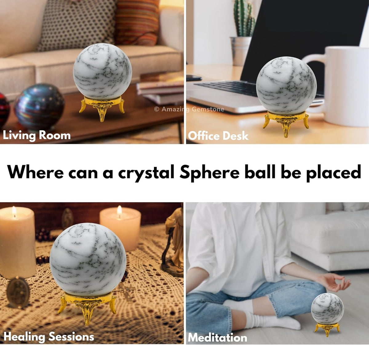 Amazing Gemstone Dendrite Opal Crystal Ball with Stand - 2 Inches Crystal Sphere Meditation Balls