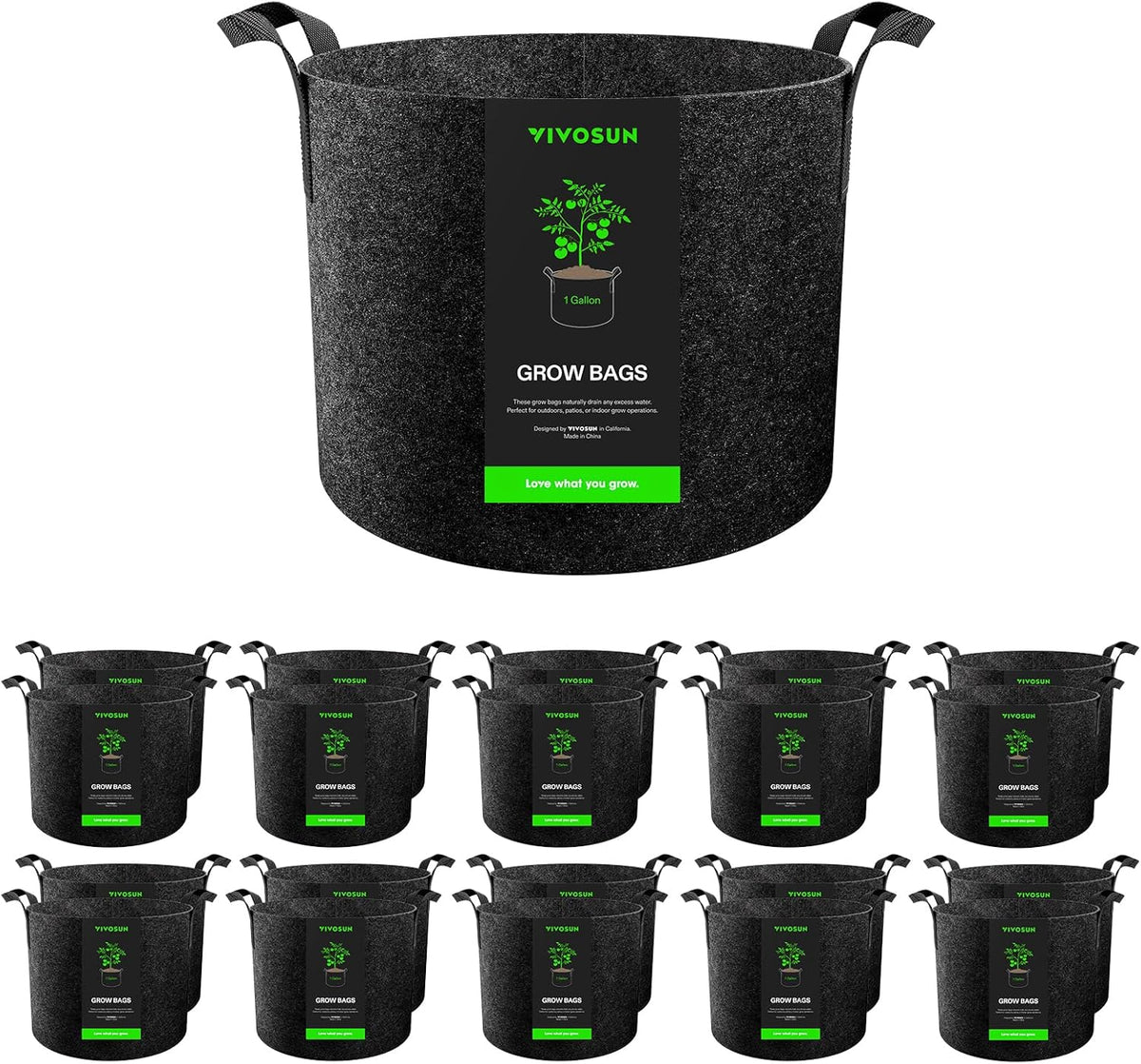 VIVOSUN 20-Pack 1 Gallon Grow Bags, Heavy Duty Thickened Nonwoven Fabric Pots with Handles for