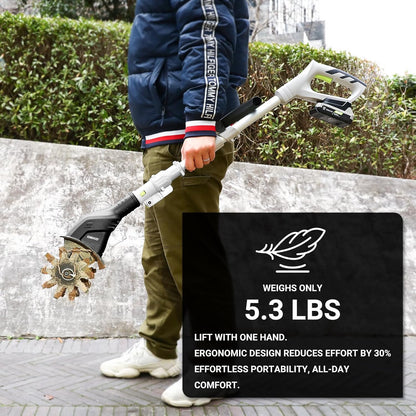 Cordless Electric Garden Tiller: DEKOPRO Power Cultivator for Effortless Soil Cultivation in Flower