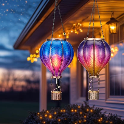 TERESA'S COLLECTIONS 2 Pack Hanging Solar Lantern Outdoor Garden Decor for Valentine ,Waterproof