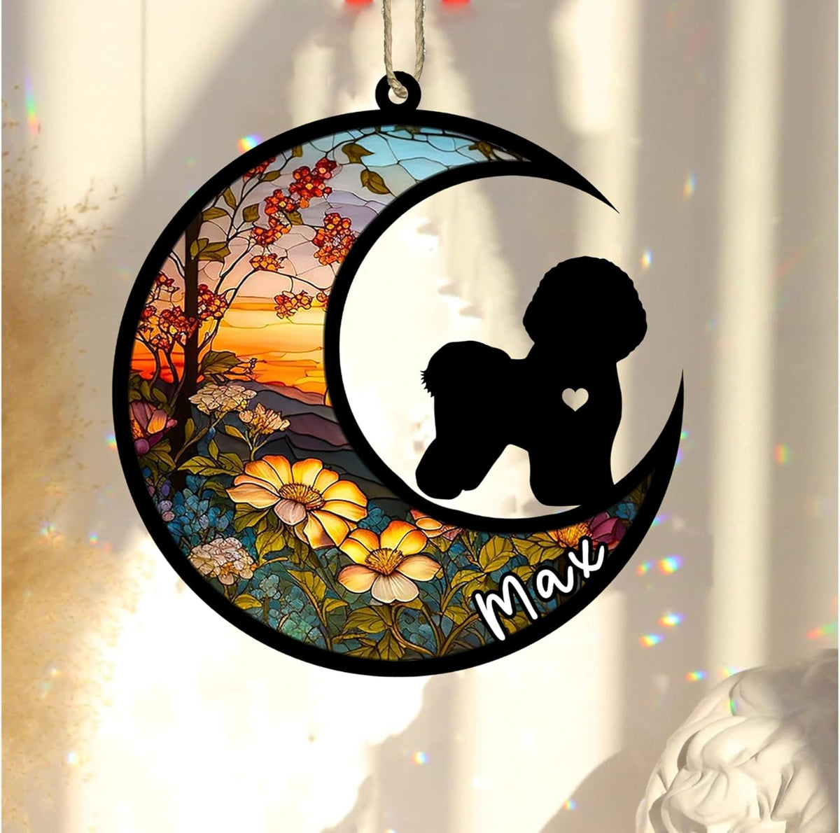 Personalized Dog Memorial, Custom Name Bichon Frise Dog Christmas Ornament with Name, Custom