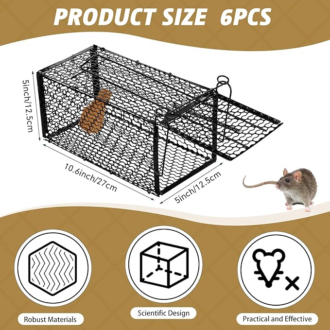 Qualirey 6 Pcs Humane Rat Trap Small Chipmunk Mouse Squirrel Cage Rodent Animal Mice Voles Hamsters