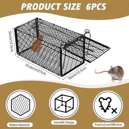 Qualirey 6 Pcs Humane Rat Trap Small Chipmunk Mouse Squirrel Cage Rodent Animal Mice Voles Hamsters