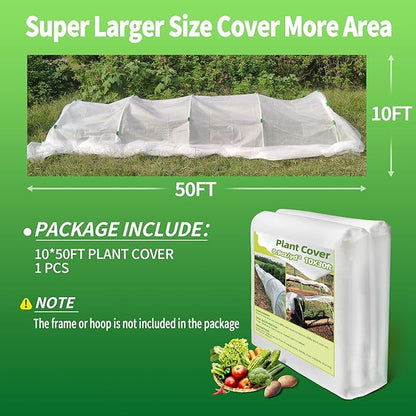 Avalution Plant Covers Freeze Protection, 10x50 FT Frost Cloths for Outdoor Plants, 0.9 oz/yd²