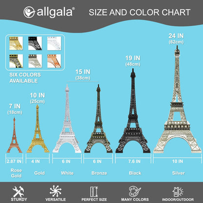 allgala 10" Eiffel Tower Statue Decor Alloy Metal, White