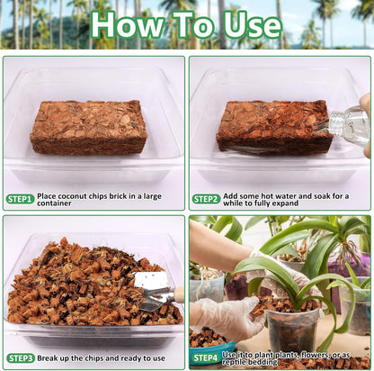 Legigo 6 Pack Coco Husk Chips- 6.6 LB 100% Organic Coconut Coir Chips Brick Potting Soil Mix with