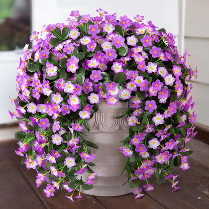 HyeFlora 2PCS Artificial Fall Hanging Flowers for Outdoors, Faux Daisy Muns Plants Fake Silk Orchid