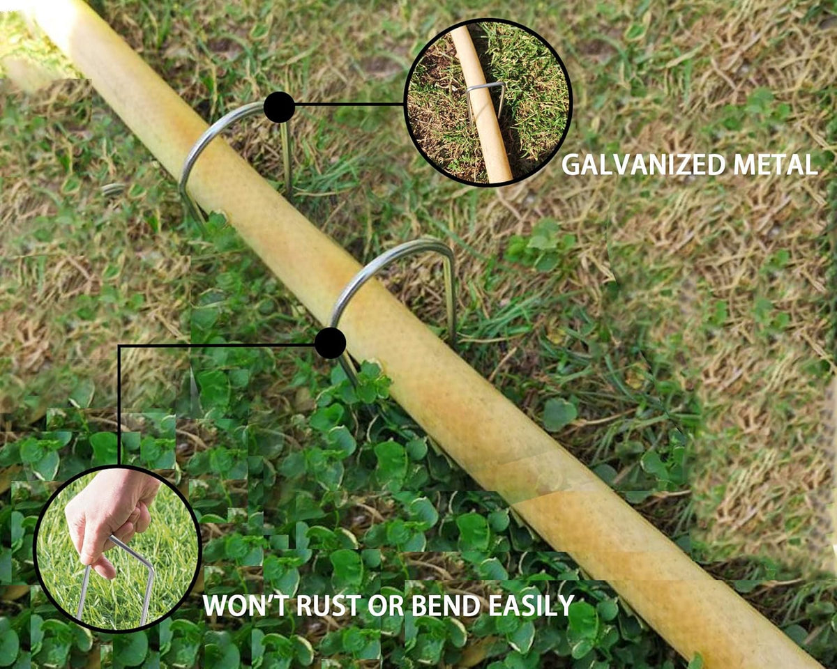 200 Pack 8 Inch Landscape Staples - Heavy Duty 11 Gauge Galvanized Steel Garden Stakes Staples