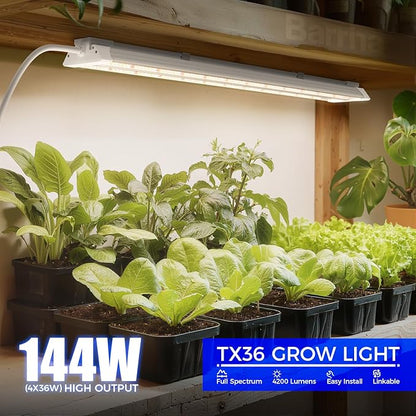 Barrina TX36 2FT Grow Light, 144W(4 x 36W, 800W Equivalent), High PPFD, Full Spectrum, Mechanical