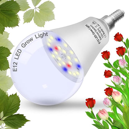 Candelabra LED Plant Grow Light Bulbs E12 Indoor Plants Full Spectrum,Small Base LED Sun Light