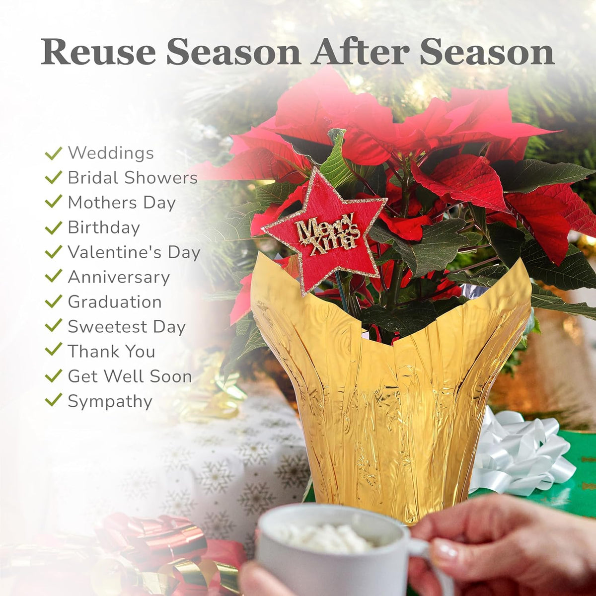 6” AZA Plant Pot Covers, Decorative Plant Sleeve for Indoor & Outdoor House Plants, Reusable and