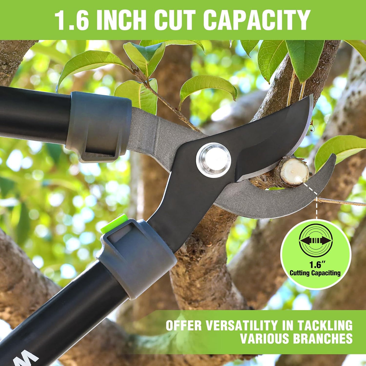 WORKPRO 27" Garden Bypass Lopper and Tree Trimmer, Heavy Duty Branch Cutter with 1.6" Cutting